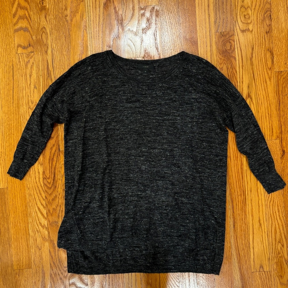 J. Crew charcoal gray loose fit lightweight three quarter sleeve sweater